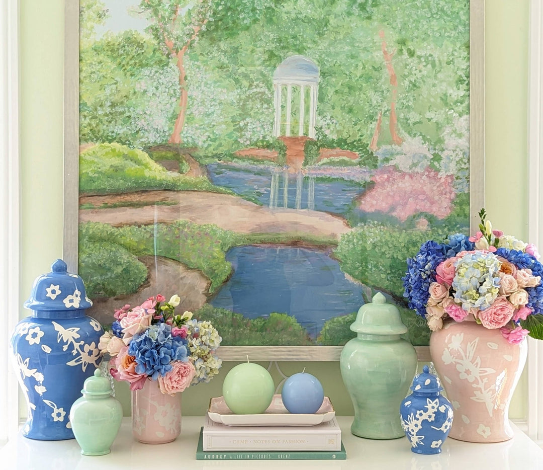 Sakura Ginger Jars in Hydrangea Light Blue - Something Splendid Co.