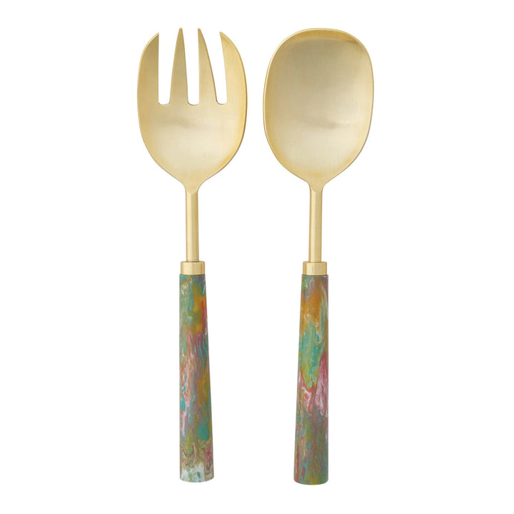 Salad Servers with Marbled Resin Handles - Something Splendid Co.