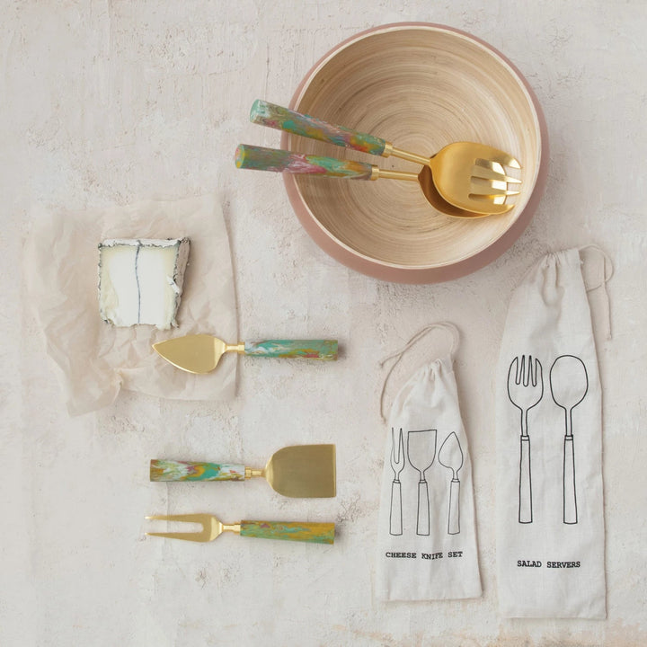 Salad Servers with Marbled Resin Handles - Something Splendid Co.