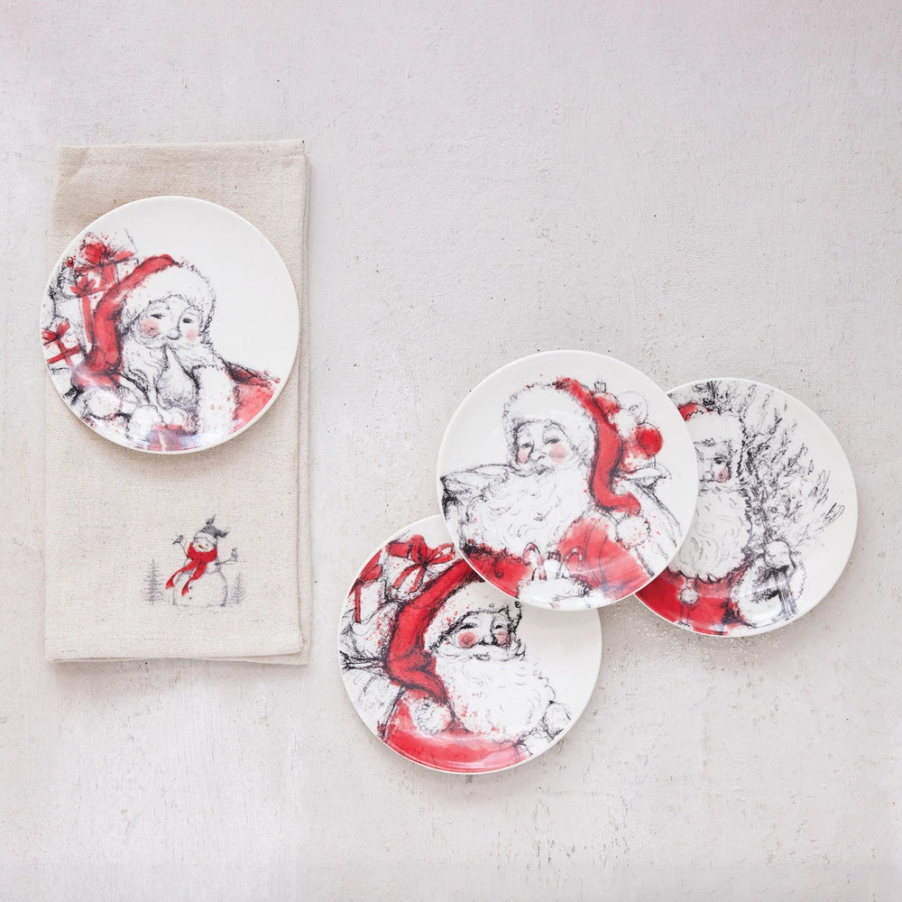 Santa Stoneware Plates, Set of 4 - Something Splendid Co.