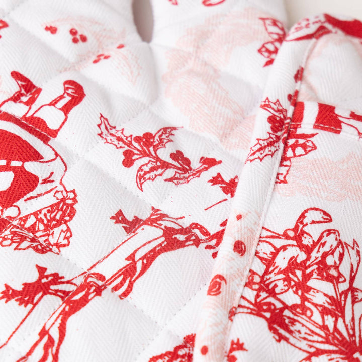 Santa Toile Oven Mitt Set - Something Splendid Co.