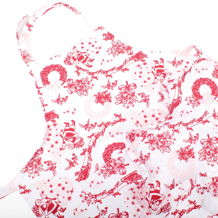 Santa Toile PomPom Apron - Something Splendid Co.