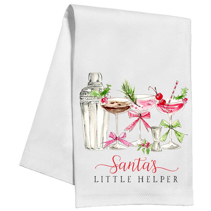 Santa's Little Helper Christmas Cocktails Kitchen Towel - Something Splendid Co.