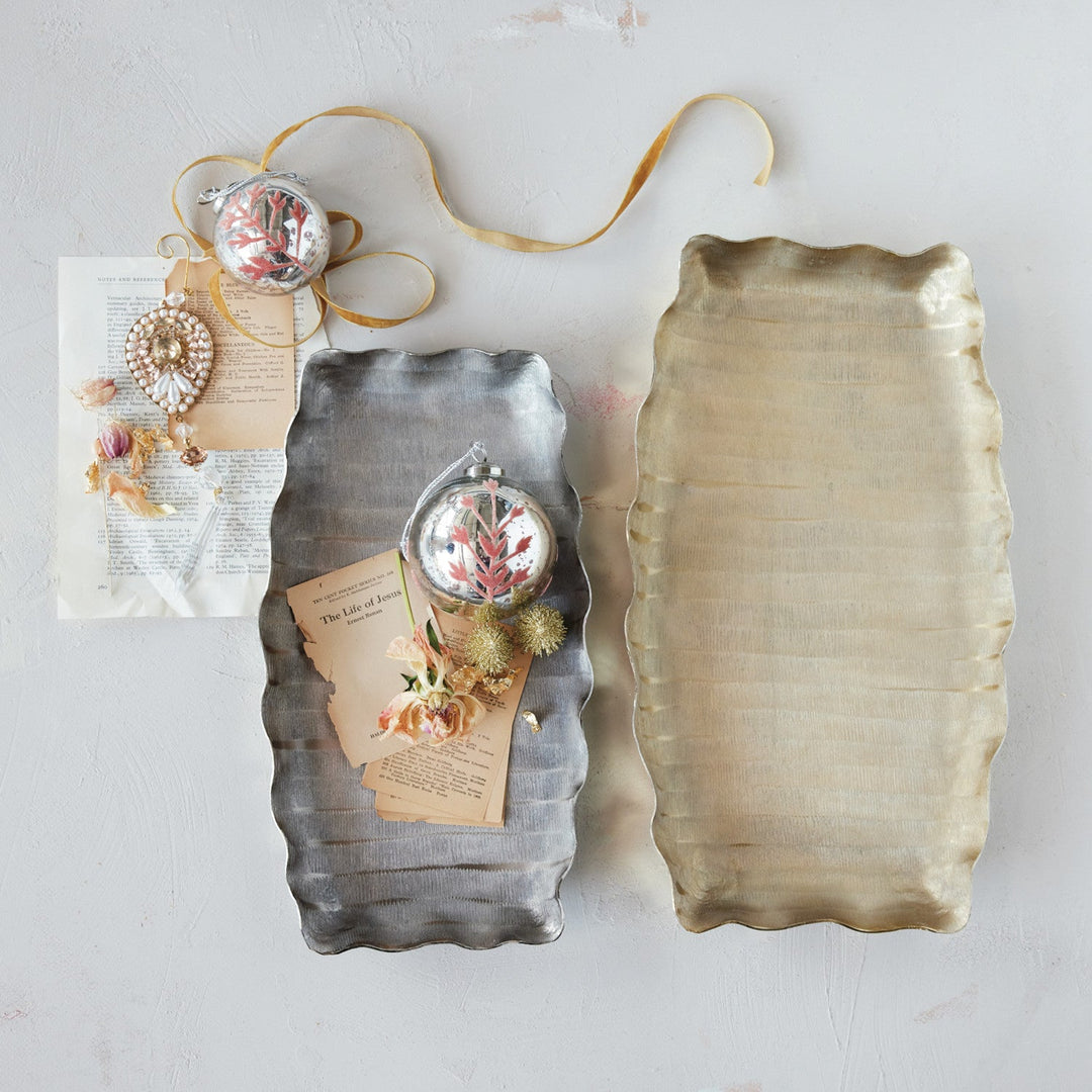 Scalloped Aluminum Trays, Set of 2 - Something Splendid Co.