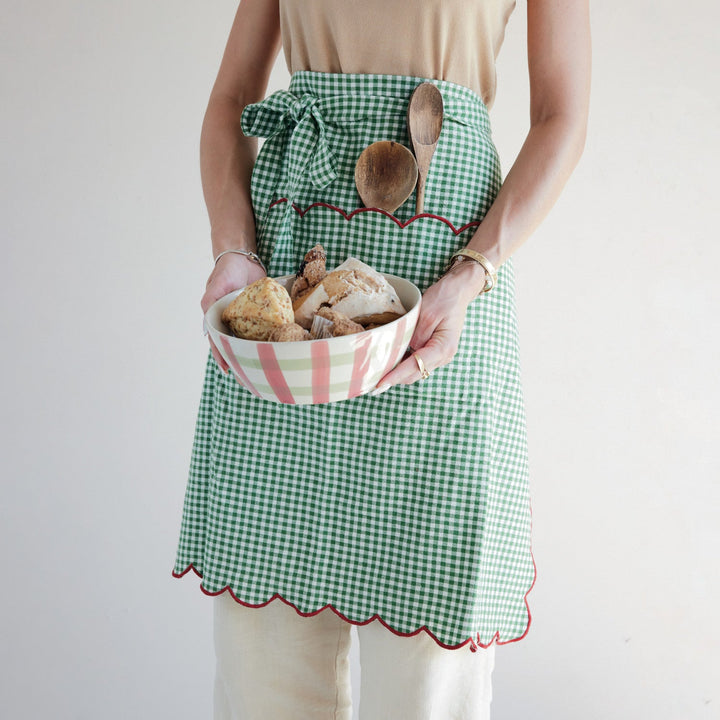 Scalloped Gingham Half Apron - Something Splendid Co.