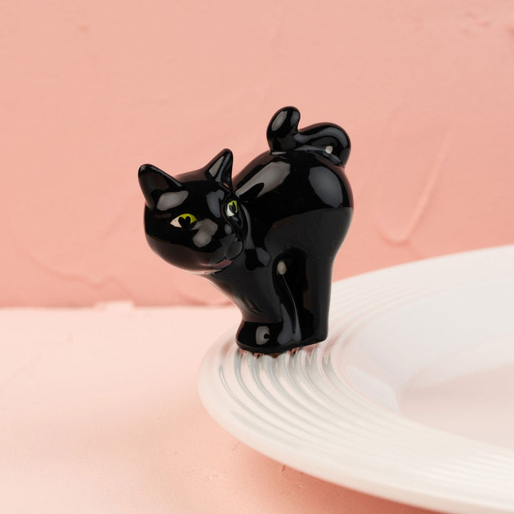 Scaredy Cat Mini by Nora Fleming — hand-painted ceramic green-eyed black cat