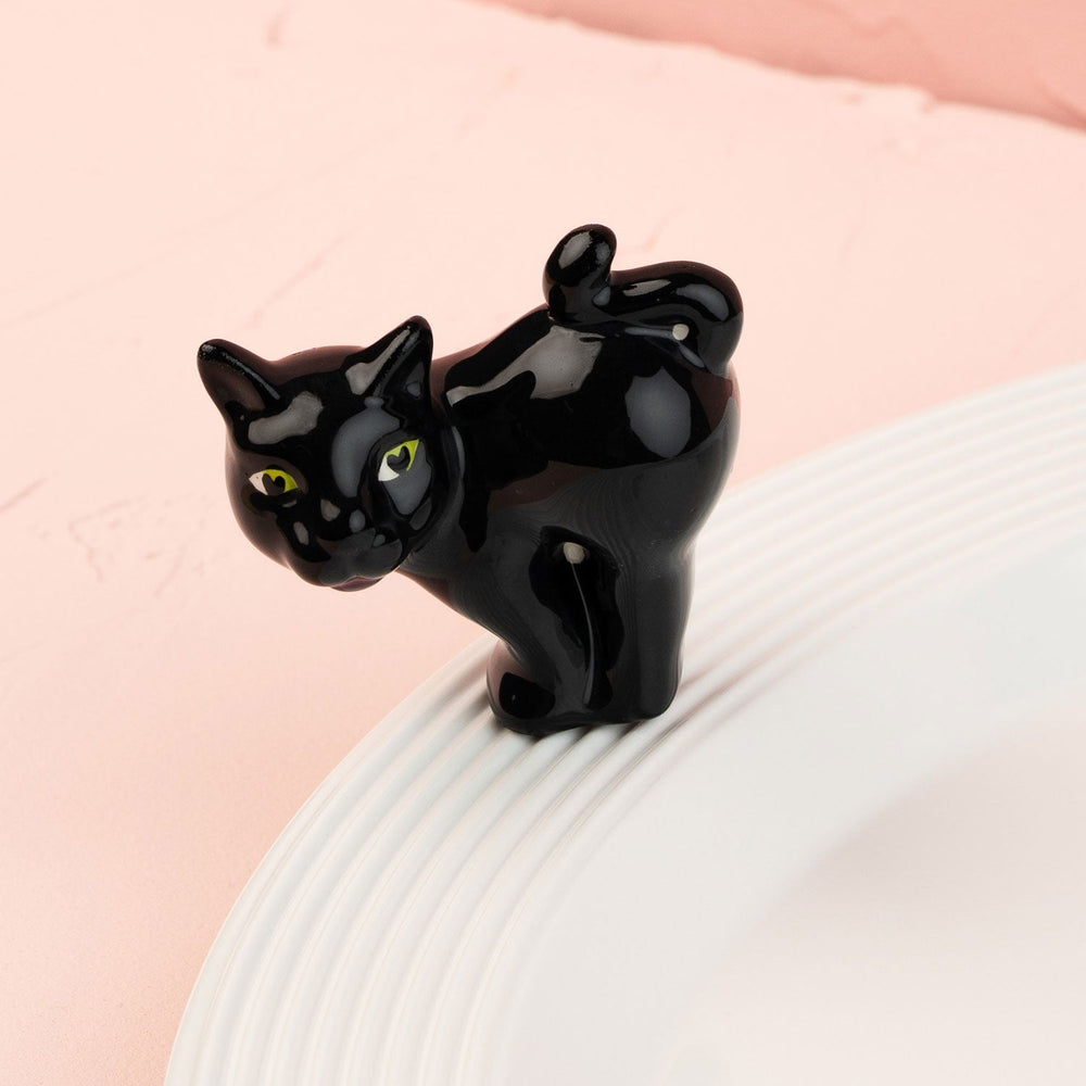 Scaredy Cat Mini by Nora Fleming — hand-painted ceramic green-eyed black cat (alternate view)