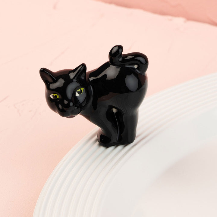 Scaredy Cat Mini by Nora Fleming — hand-painted ceramic green-eyed black cat (alternate view)