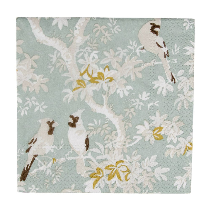 Scenic Songbirds Celadon Cocktail Napkins - Something Splendid Co.