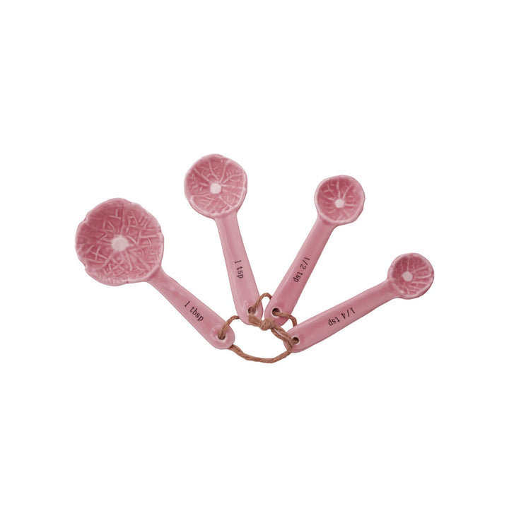 Set of 4 Stoneware Cabbage Shaped Measuring Spoons - Pink - Something Splendid Co.