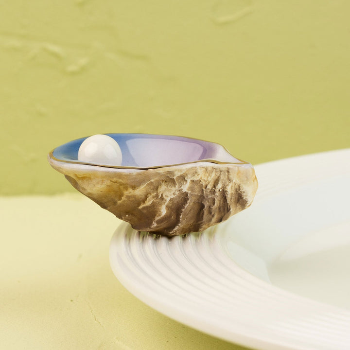 Shuck Yeah! (Oyster Shell) Mini by Nora Fleming — hand-painted ceramic oyster shell with its pearl