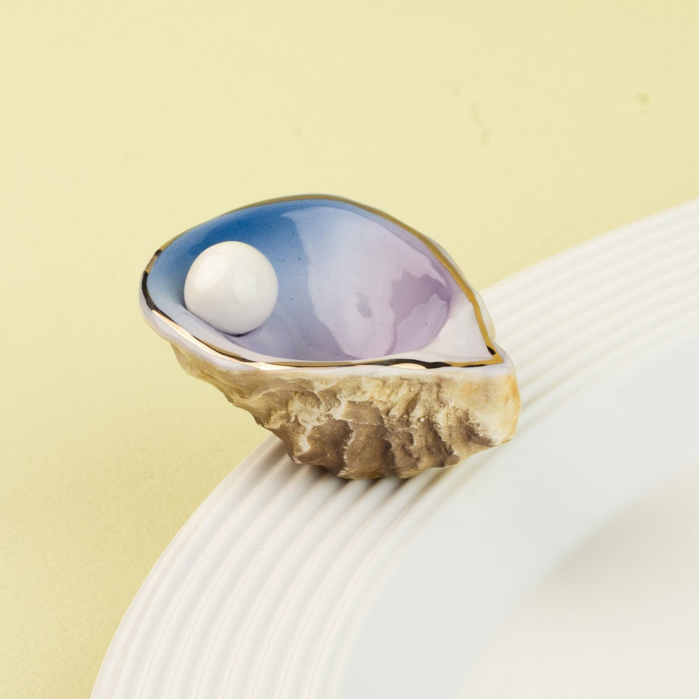 Shuck Yeah! (Oyster Shell) Mini by Nora Fleming — hand-painted ceramic oyster shell with its pearl (alternate view)