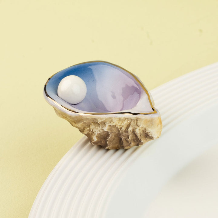 Shuck Yeah! (Oyster Shell) Mini by Nora Fleming — hand-painted ceramic oyster shell with its pearl (alternate view)