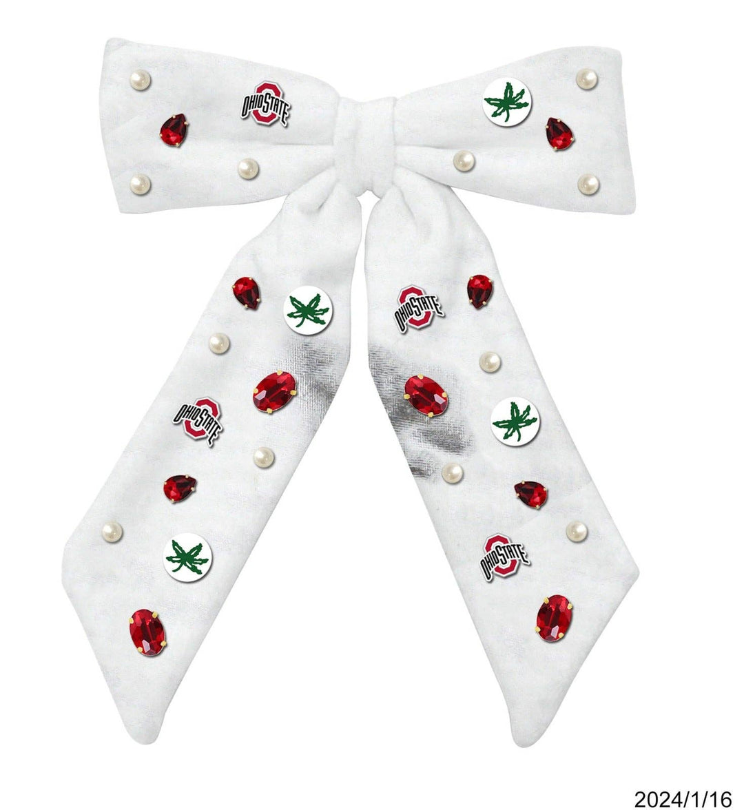 Silver Ohio State Bow Barrette - Something Splendid Co.