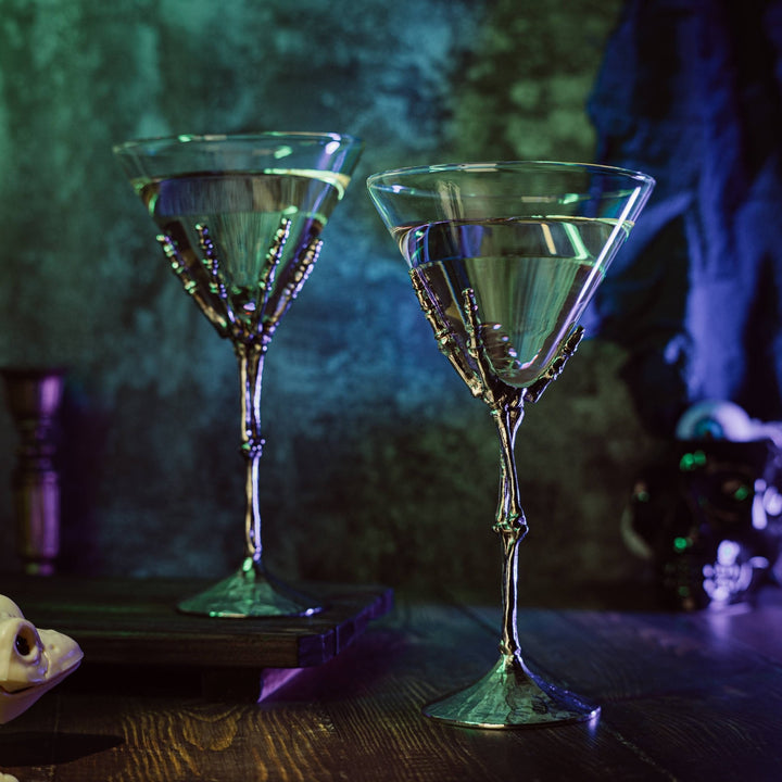 Skeleton Martini Stemmed Glasses Set of 2 - Something Splendid Co.