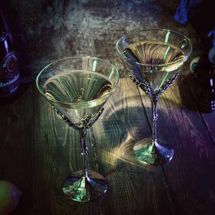 Skeleton Martini Stemmed Glasses Set of 2 - Something Splendid Co.