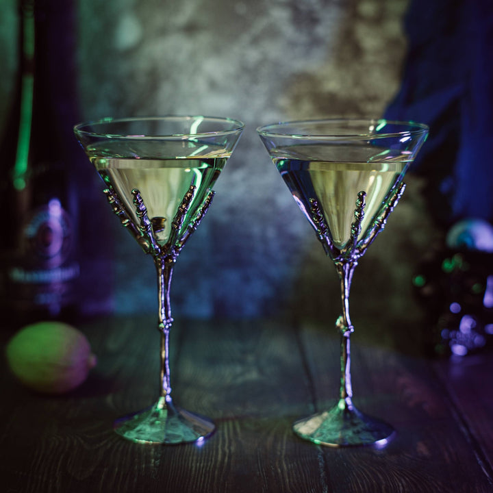 Skeleton Martini Stemmed Glasses Set of 2 - Something Splendid Co.