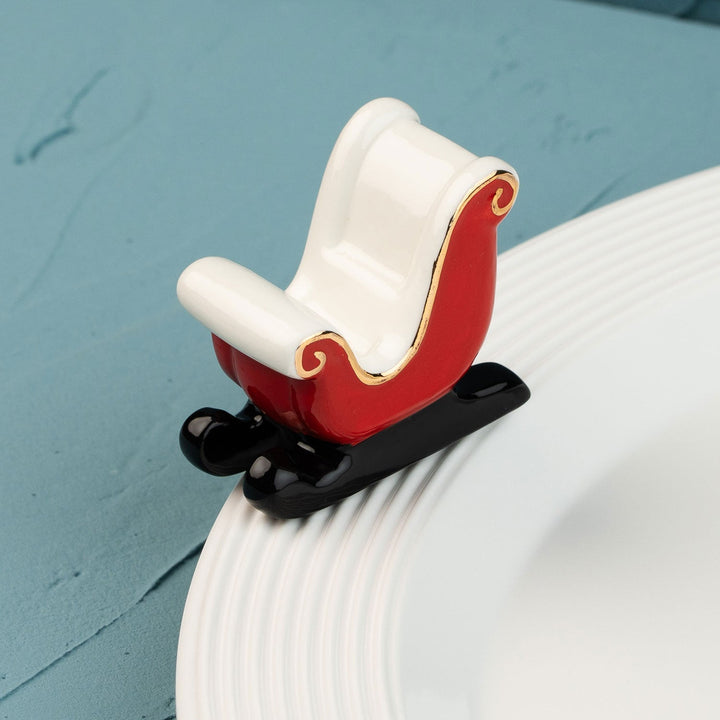 Sleigh Bells Ring Mini by Nora Fleming — hand-painted ceramic red sleigh (alternate view)