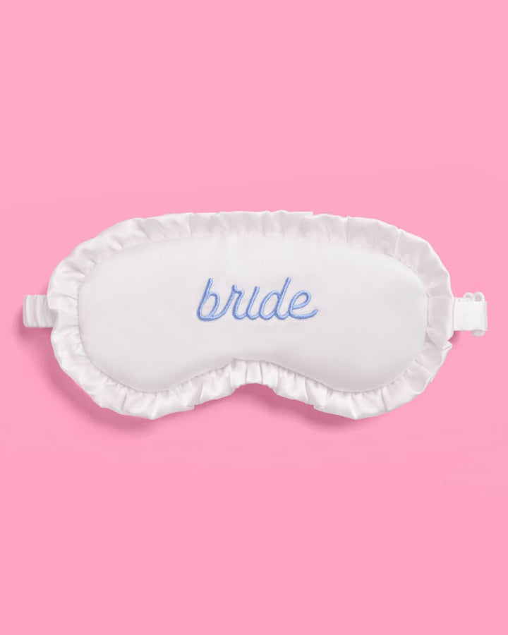 Something Blue "Bride" Sleep Mask - embroidered white satin - Something Splendid Co.