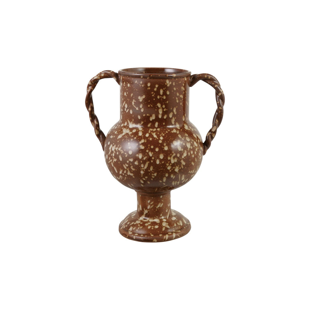 Speckled Stoneware Urn with Twisted Handles - Something Splendid Co.
