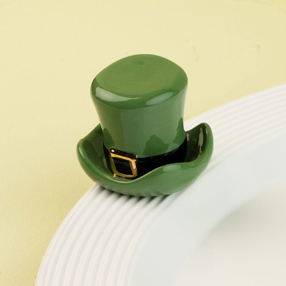Spot O' Irish Mini by Nora Fleming — hand-painted ceramic leprechaun's green top hat (alternate view)