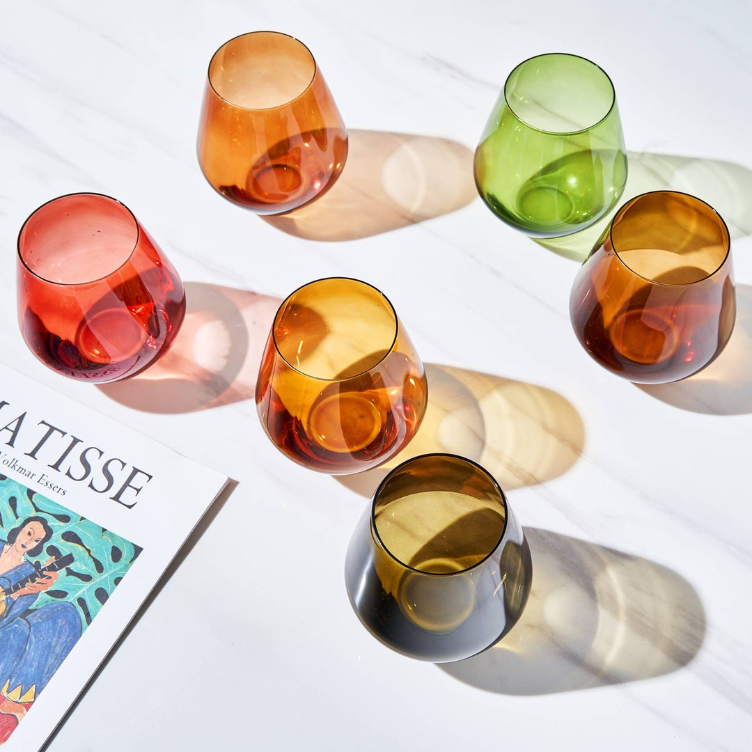 Spring Decor Colored Wine Glasses | Set of 6 | Colored 16 OZ - Something Splendid Co.