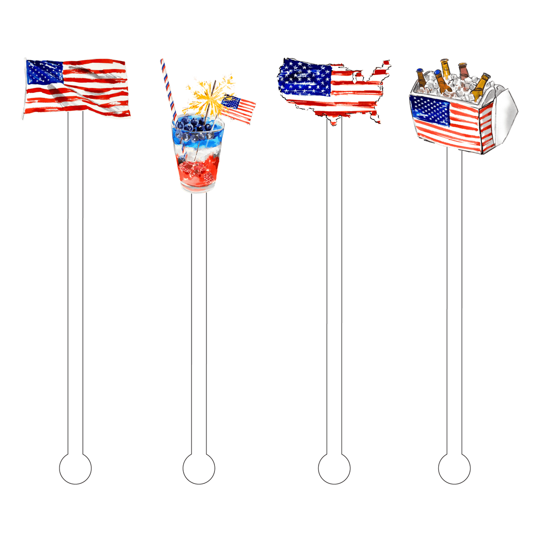 STARS, STRIPES AND BOOZE ACRYLIC STIR STICKS COMBO - Something Splendid Co.