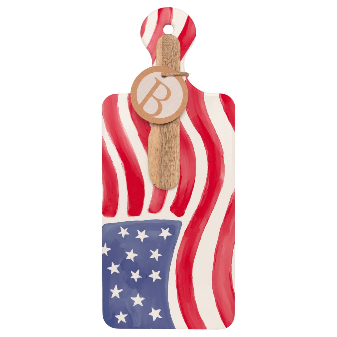 Stars & Stripes CUTErie Cheese Board & Wood Spreader Set - Something Splendid Co.