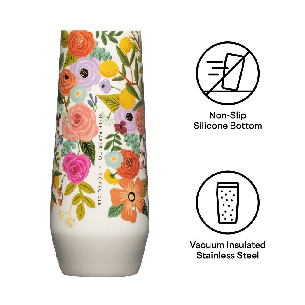 Stemless Flute - 7oz Rifle Paper - Garden Party Cream - Something Splendid Co.