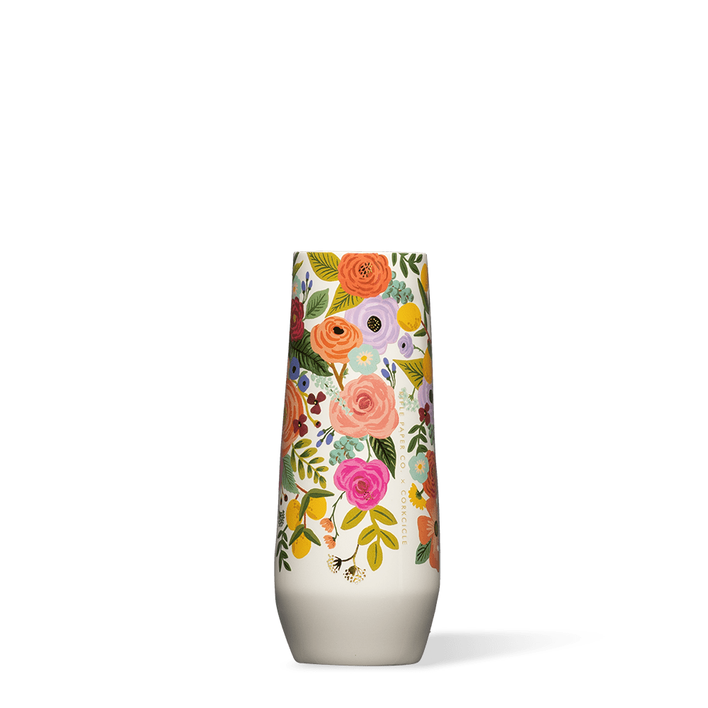 Stemless Flute - 7oz Rifle Paper - Garden Party Cream - Something Splendid Co.