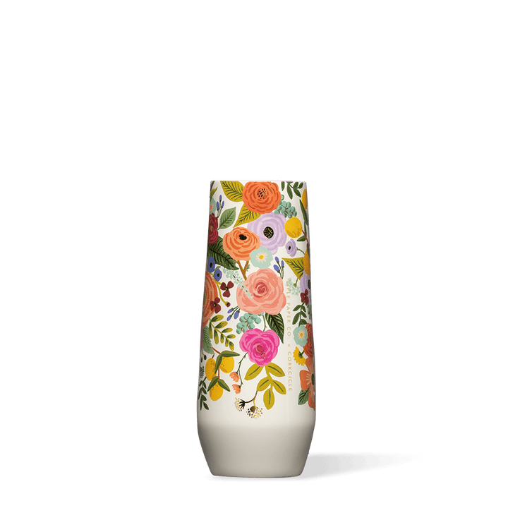 Stemless Flute - 7oz Rifle Paper - Garden Party Cream - Something Splendid Co.