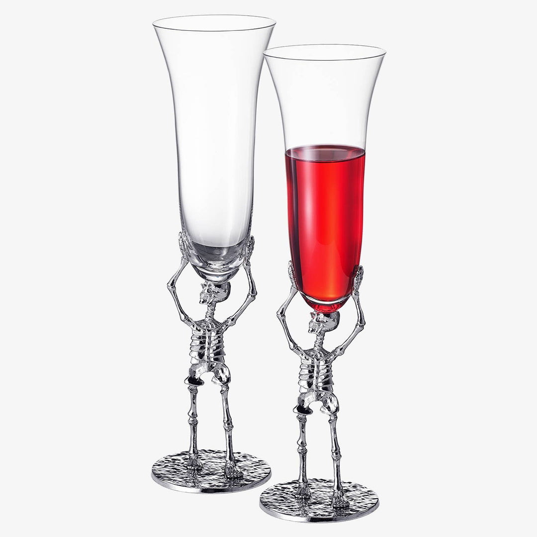 Stemmed Skeleton Champagne Flute Glass | Set of 2 - Something Splendid Co.