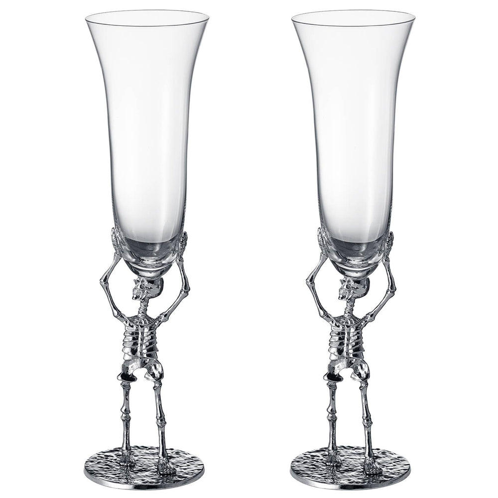 Stemmed Skeleton Champagne Flute Glass | Set of 2 - Something Splendid Co.