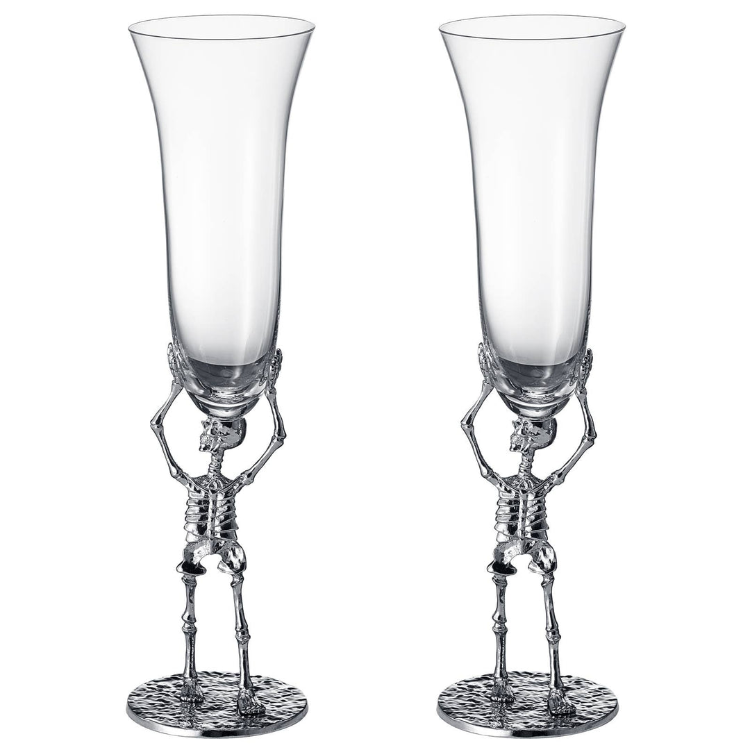 Stemmed Skeleton Champagne Flute Glass | Set of 2 - Something Splendid Co.