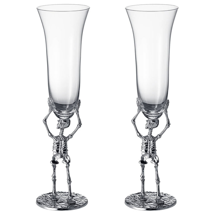Stemmed Skeleton Champagne Flute Glass | Set of 2 - Something Splendid Co.