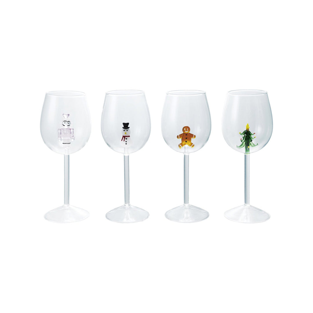 Stemmed Wine Glass with Holiday Figure Inside, 4 Styles - Something Splendid Co.