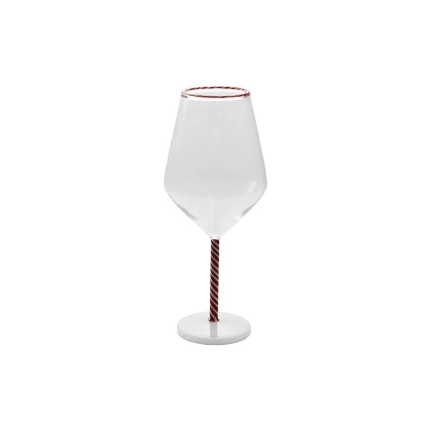 Stemmed Wine Glass with Striped Rim & Stem - Something Splendid Co.