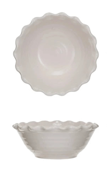 Stoneware Bowl with Scalloped Edge, 3 Colors - Something Splendid Co.