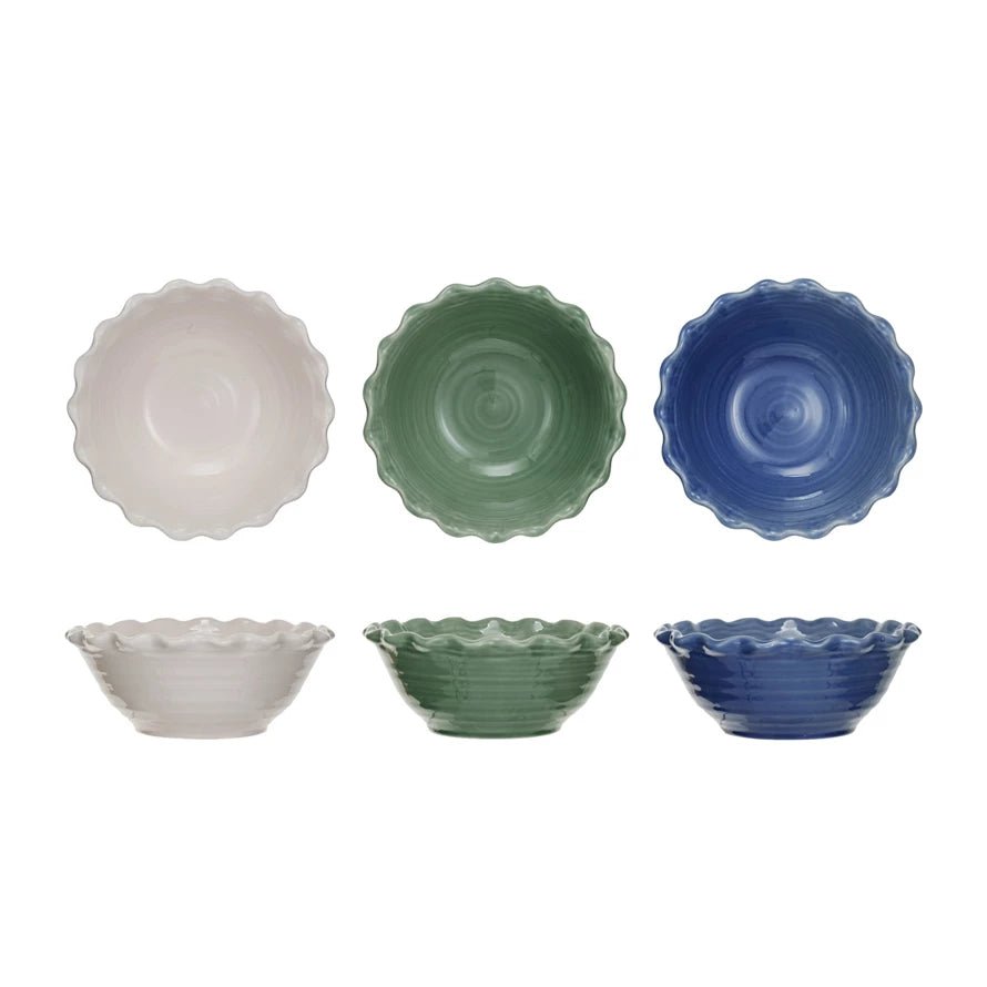 Stoneware Bowl with Scalloped Edge, 3 Colors - Something Splendid Co.