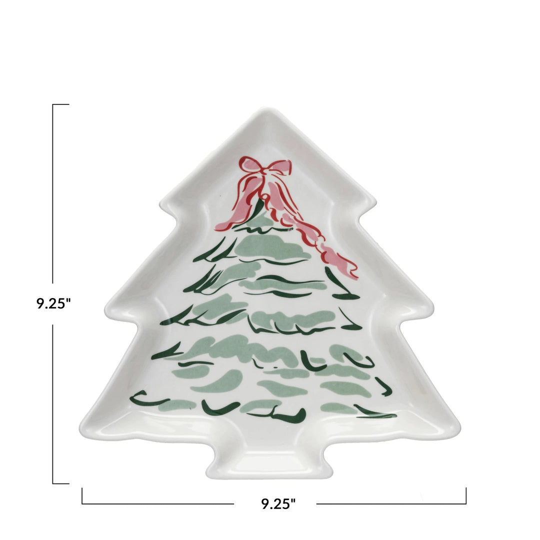 Stoneware Christmas Tree Shaped Plate - Something Splendid Co.