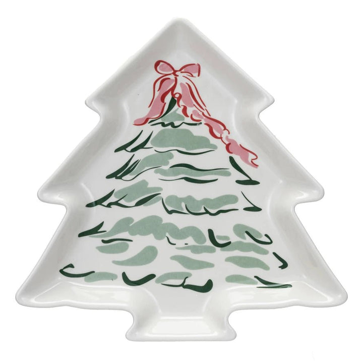 Stoneware Christmas Tree Shaped Plate - Something Splendid Co.