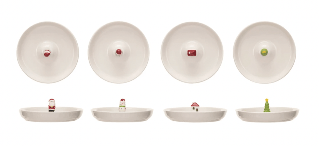 Stoneware Dish w/ Holiday Figures, 4 Styles - Something Splendid Co.