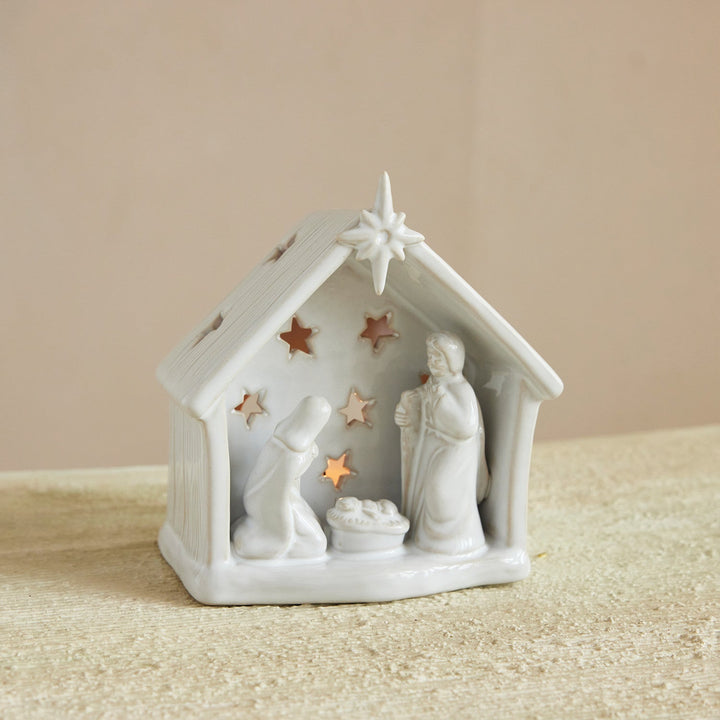 Stoneware Holy Family Tealight Holder - Something Splendid Co.