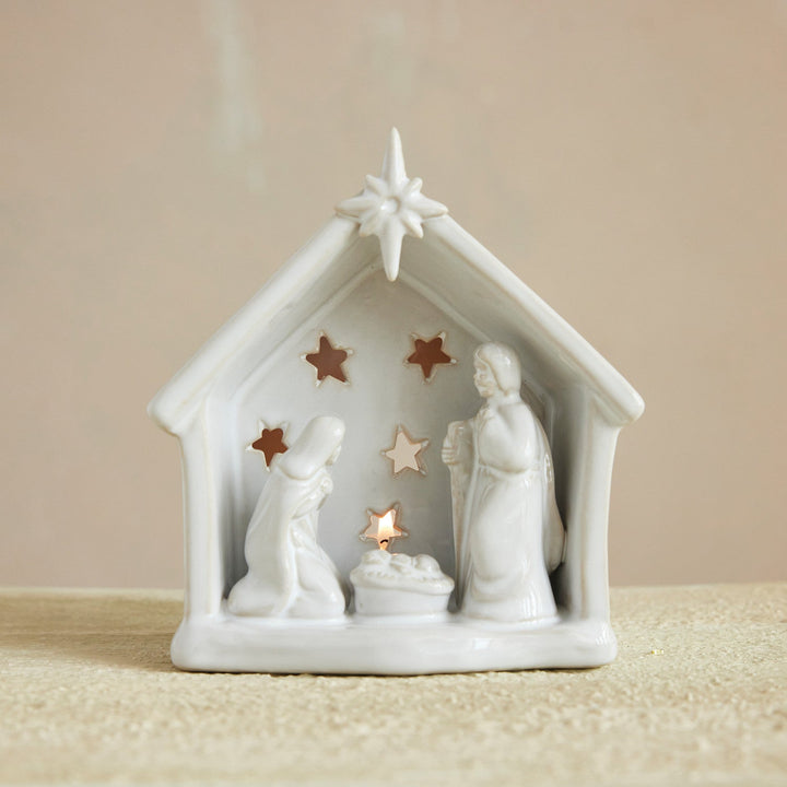 Stoneware Holy Family Tealight Holder - Something Splendid Co.