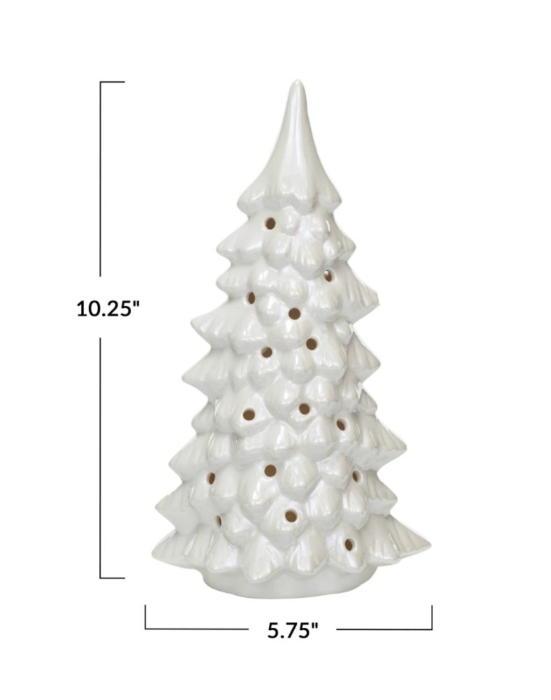 Stoneware LED Trees, Cream - Something Splendid Co.