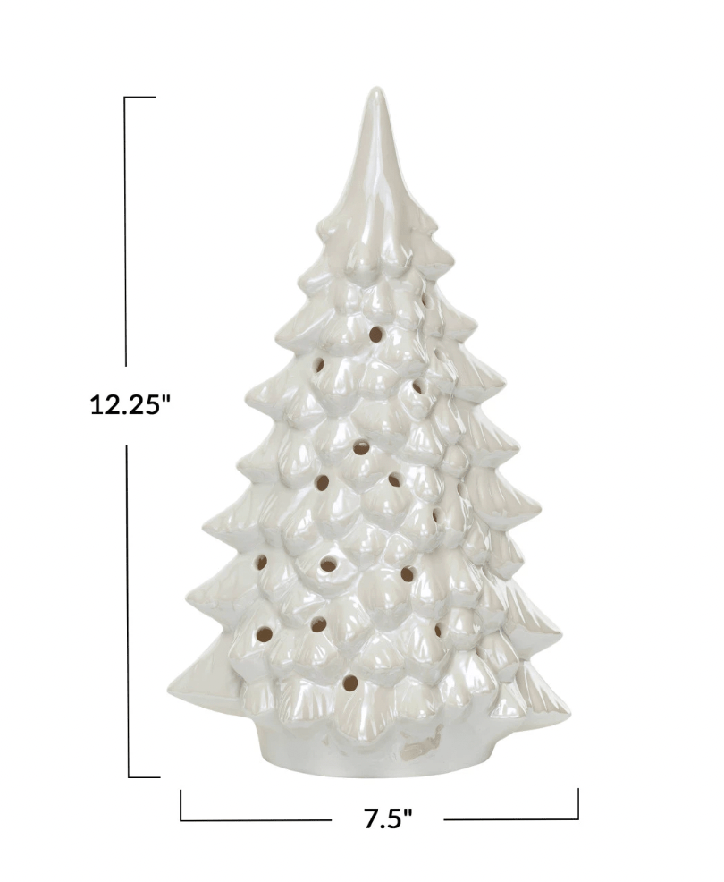 Stoneware LED Trees, Cream - Something Splendid Co.