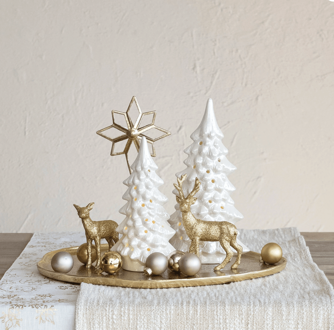 Stoneware LED Trees, Cream - Something Splendid Co.