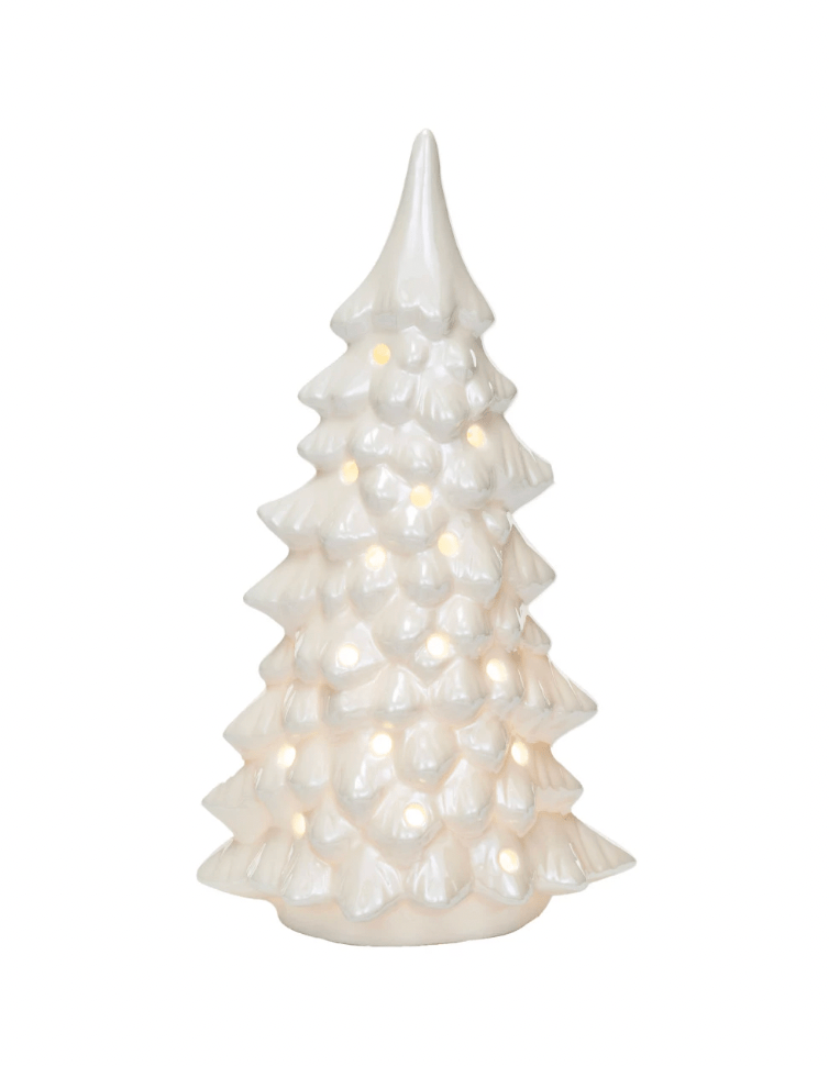 Stoneware LED Trees, Cream - Something Splendid Co.
