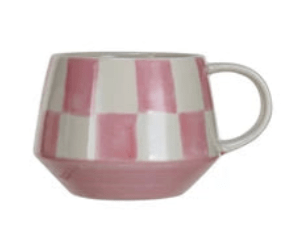 Stoneware Mug with Check Patterns, 4 Colors - Something Splendid Co.