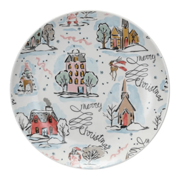 Stoneware Plate w/ Holiday Pattern, 4 Styles - Something Splendid Co.